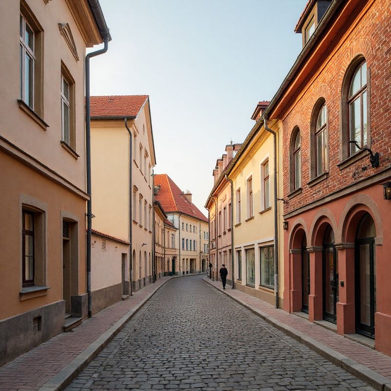Ulica Narutowicza w Wrocławiu z ceglanymi fasadami