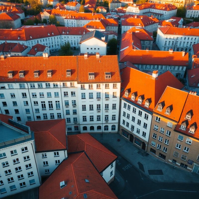 Widok z lotu ptaka na centrum Wrocława o złotej godzinie
